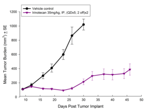 Fig. 4: Subcutaneous Growth of HT-29 Following Treatment with Irinotecan